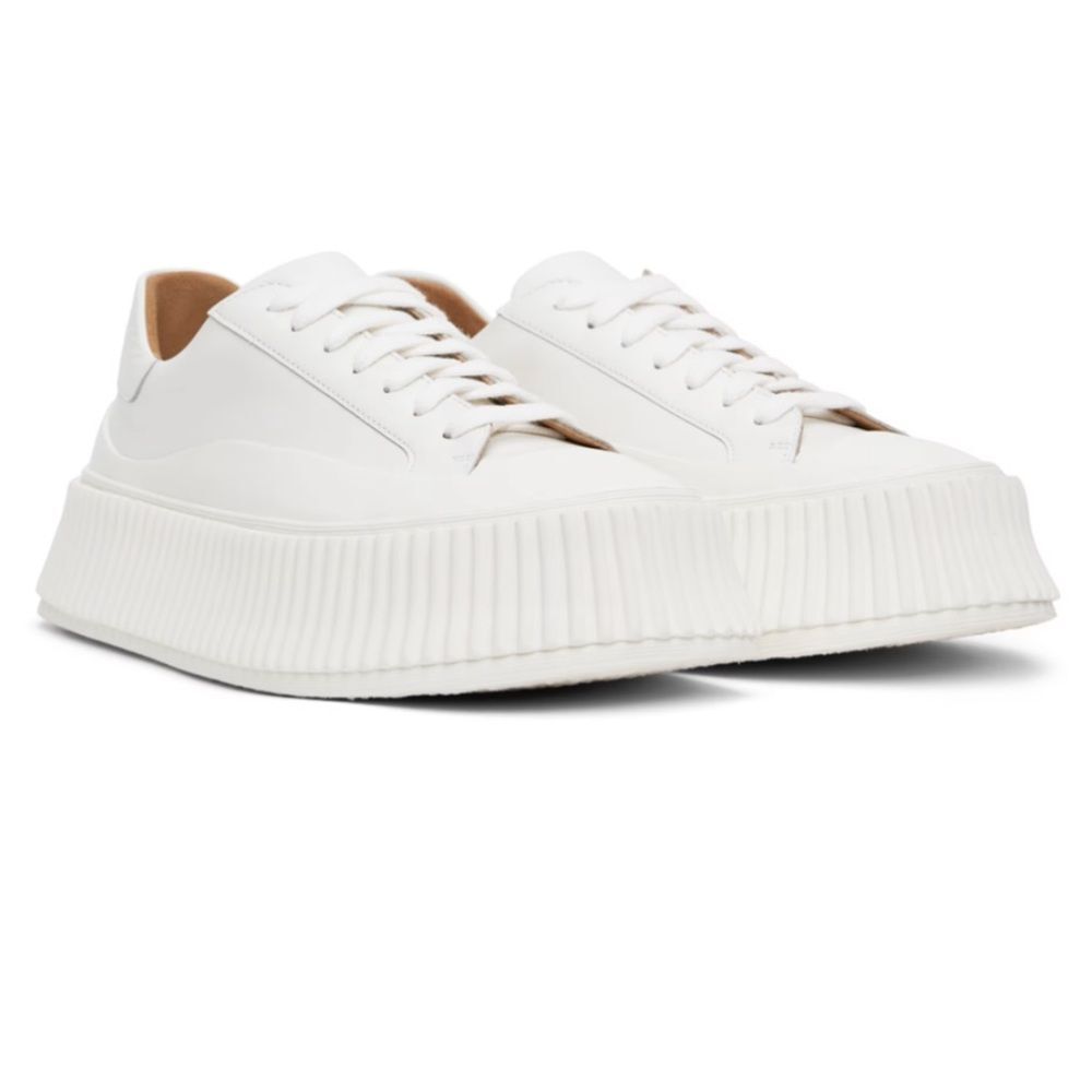 Jil Sander ~ White Low Top Platform Sneakers Euro 36